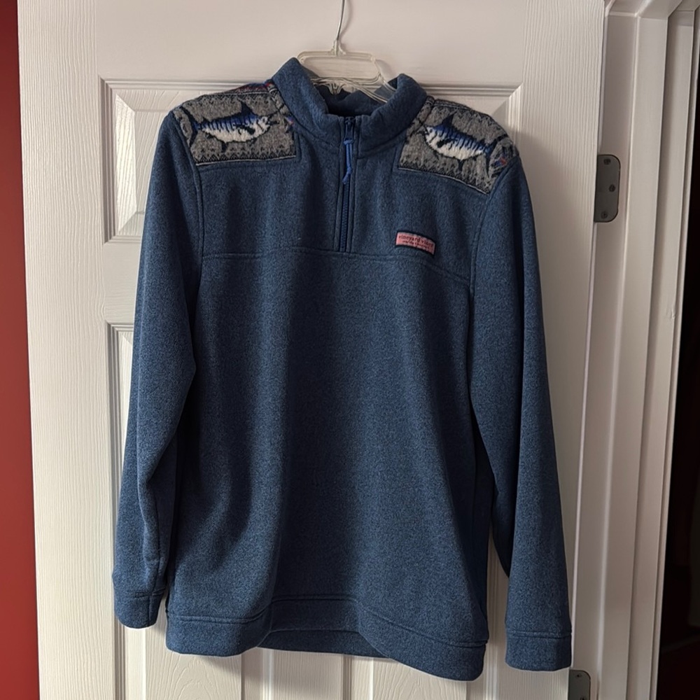 Men's Blue Sweater with Fish Design